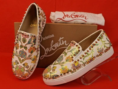 NUEVO EN CAJA MOCASINES PLANOS LOUBOUTIN PIK BOAT BLANCO FLORAL PITÓN CUERO PICOS 39 Foto 1 de 4