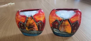 A pair of Anita Harris Hand Painted Potteries Past purse vases 8.5cm tall - Picture 1 of 4