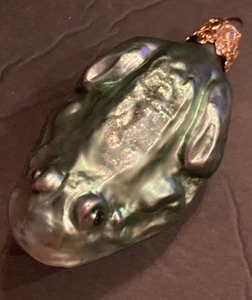 Inge Glas Blue Frog Christmas Ornament Hand Blown Mercury Glass Holiday - Picture 1 of 7