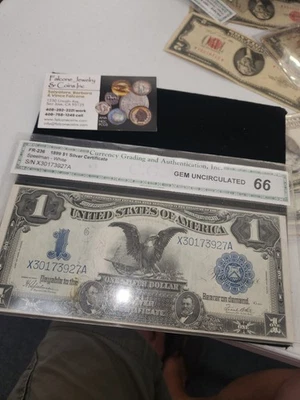 1899 $1 Black Eagle Silver Certificate – C.G.A. Gem Uncirculated 66 – Fr. #236 - Image 1 of 4
