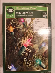 100 Multi Mini Lights Wedding Xmas 23.5 ft Green Wire by Holiday Time - Picture 1 of 1