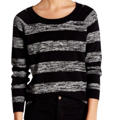 Suéter de mujer French Connection L negro gris a rayas de algodón manga larga Foto 1 de 4