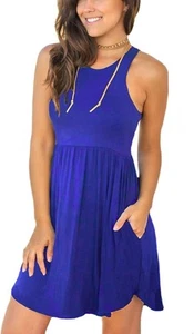 HiMONE Vacation Dresses for Women 2025 Summer Dress Medium, Royal Blue - Picture 1 of 4