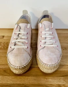 Pink Leather Espadrille Shoes US Size 8.5 Made in Spain STAR LOVE Sneakers Soft - Picture 1 of 10