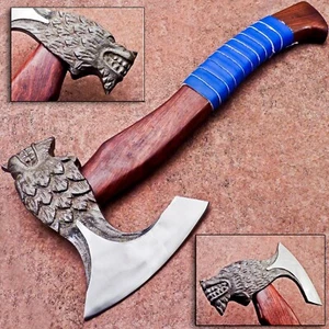 CUSTOM HAND FORGED CARBON STEEL WOLF FENRIR AXE, TOMAHAWK AXE WD-7878 - Picture 1 of 14