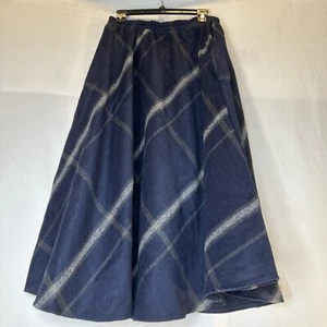 Falda MIDI de Lana a Cuadros Bolsillos Forrada Cremallera Cintura Cepillada Suave MED Larga Azul - Imagen 1 de 9