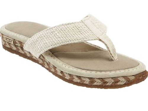 Scarpe sandali stile infradito UGG Australia crema Playa autentiche nuove con scatola 5 7