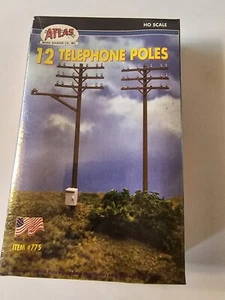 12 POLOS TELEFÓNICOS ESCALA HO ATLAS TREN DISEÑO DIORAMA 775 CAJA SELLADA - Imagen 1 de 2