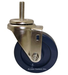 Rueda de vástago giratorio de acero inoxidable 3DXSSBPS 3", rueda de poliuretano, tapa de 300 libras - Imagen 1 de 1