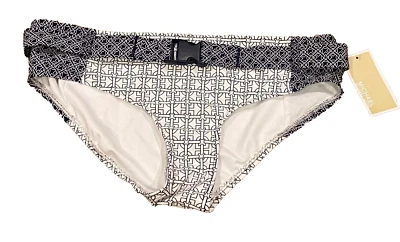 Parte inferior de bikini geométrica media con cinturón Michael Kors para mujer talla M blanca Foto 1 de 4