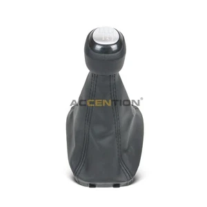 Black Leather Car 6 Speed Shift Gear Knob With Boot For SAAB 9-3 2003 - 2012 - Picture 1 of 8