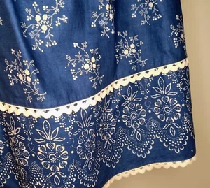 Falda Étnica Rumana Bo Ho Hippy Hecha a Mano Azul Blanco Pull On Floral Talla Grande - Imagen 1 de 6