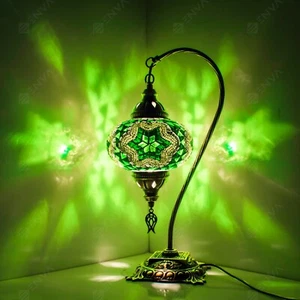 Türkisch Marokkanisch Bunt Glas Mosaik Tiffany Tisch Schreibtischlampe Licht Großer Globus - Bild 1 von 9