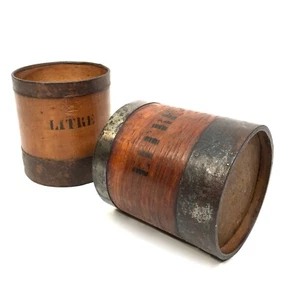 Antique Kitchenalia - Pair of Wooden French Grain Measures / Country Kitchen - Picture 1 of 6