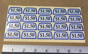ESD $1.50 price decals for Vertical 8 coin chute slides , qty. 20 for 1 price - Picture 1 of 3