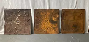 Lot of 3 Antique Tin Ceiling 2' x 2' Shabby Tile 24" SQ Chic VTG Crafts 94-23A - Picture 1 of 6
