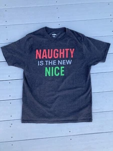 “Naughty Is The New Nice” Christmas T-Shirt Mens Sz M Black Xmas Holiday - Picture 1 of 5