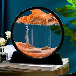 Moving 3D Sand Art Picture Round Glass Hourglass Deep Sea Sandscape Home Decor - Picture 1 of 12