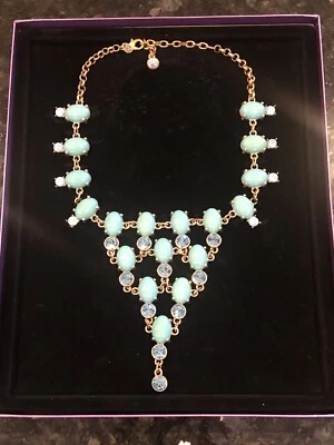 Collar babero Suzanne Somers turquesa simulado y topacio circonita cúbica Foto 1 de 4