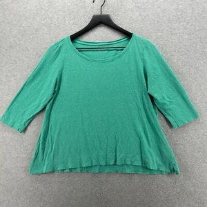Eileen Fisher Blouse Womens Size Medium Petite Green 3/4 Sleeve 100% Linen - Picture 1 of 11