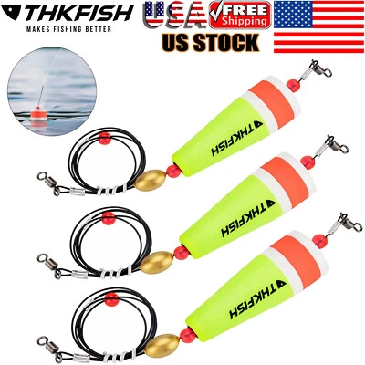 THKFISH 4PCS Fishing Floats Bobbers Fishing Popping Cork Trout Float Rig Weighted Pop