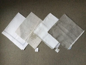 KIM SEYBERT 4 GREAT linen dinner napkins white natural silver gold 20”/21” NWT! - Picture 1 of 10