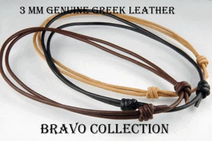 ADJUSTABLE 3 mm Leather Cord Unisex Choker Necklace Collar 4N-296 - Picture 1 of 5