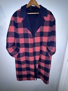 Rag & Bone Sven Wende-Filzmantel kariert Wollmischung in marine rosa XS J - Bild 1 von 8