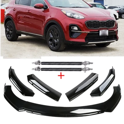 Front Bumper Lip Body Kit Spoiler Splitter For KIA Sportage 00-22 Glossy Black - Изображение 1 из 4