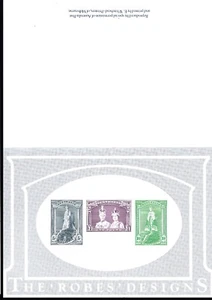 1989 REPLICA CARD No.14 1938 KING GEORGE VI CORONATION ROBES PRE-DECIMAL STAMPS - Bild 1 von 2