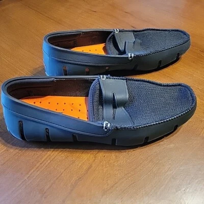 SWIMS Men's Black Mesh and Rubber Penny Loafers Shoes Size US 8 - Image 1 of 4