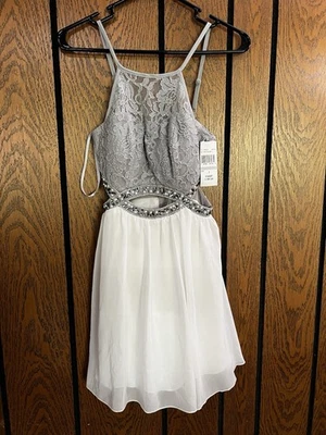 Speechless Gray Lace and White Chiffon girls Dress Size 1 - Image 1 of 4