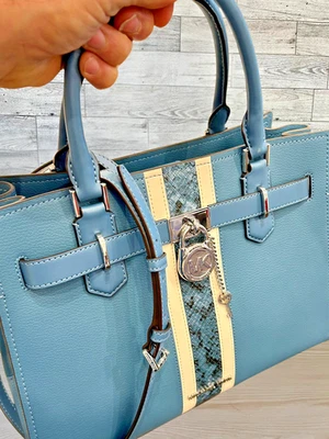 Bolsa satchel Michael Kors Hamilton couro média bolsa tote cornflower - Imagem 1 de 4