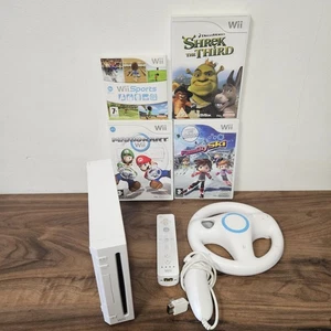 Nintendo wii Console Bundle wii sports Mairo Kart 4 Games Wheel Remote - Picture 1 of 11