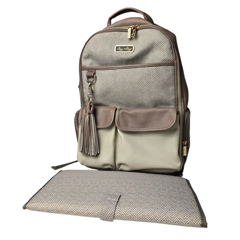 Itzy Ritzy Large Boss Cream Backpack Diaper Bag Plus Changing Pad - Image 1 of 4