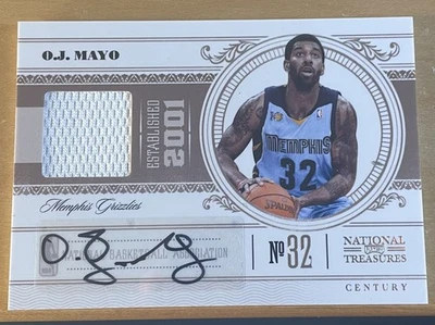 2010-11 O.J. Mayo Panini National Treasures Game Worn Relic Auto #10/10 - Image 1 of 2