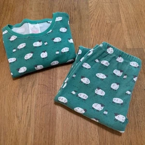 Boden 9 Green 100% Cotton Sheep Print Long Sleeve Pajama Set - Picture 1 of 11