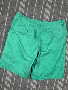 Lacoste Shorts Mens 38 Green Chino Geometric Embroidered Casual Golf Preppy - Picture 1 of 11