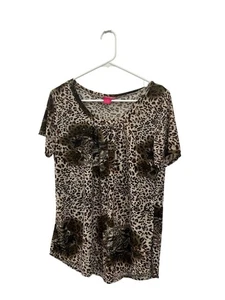 Vintage Prestige Edge Cheetah Leopard Print Blouse - Size 1X - Picture 1 of 3