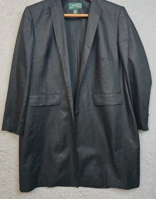 Ralph Lauren Topper Jacket 100% Linen Womens XXL Black Long Blazer Coat Career - Image 1 of 4