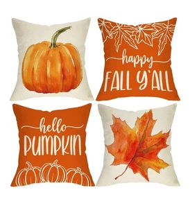 Neu 2er Set Deko-Kissenbezüge mit Herbstmotiv 2 4er-Set insgesamt 8  - Bild 1 von 7