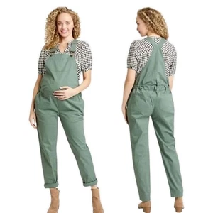 The Nines by HATCH Maternity Overalls Bibs Boho Sage Green Size X-Small XS - Picture 1 of 13