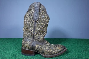 INNOVACIÓN Botas Vaqueras Occidentales de Cuero con Incrustaciones Florales Tachonadas para Mujer - talla 7 - Imagen 1 de 10
