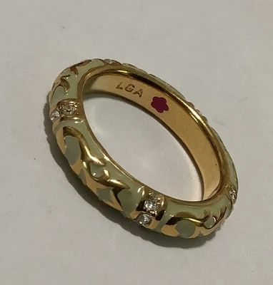 Lauren G Adams Mint Enamel Clear Cz’s Gold Plated Fiesta Ring (125) Size 7 - Image 1 of 2