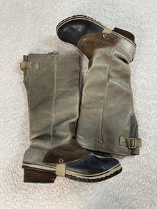 Sorel Size 9.5 Slimpack all II Leather Riding Rain Snow Boots Shale Gray - Picture 1 of 8