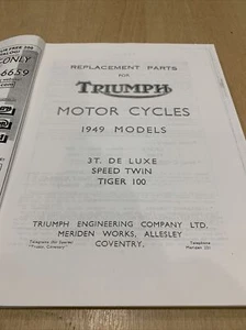 triumph pre unit 3t tiger 100 speedtwin 1949 parts catalogue 20-10249 # - Picture 1 of 13