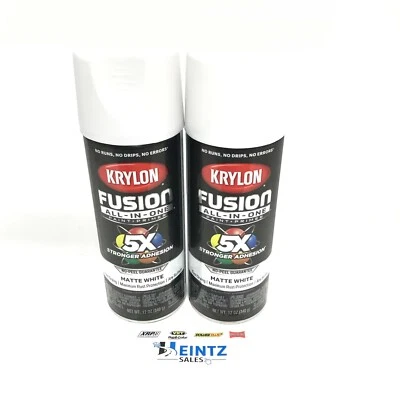 KRYLON 2764-2 PACK MATTE WHITE All-In-One Fusion Paint & Primer - No-Peel - 12oz - Image 1 of 3