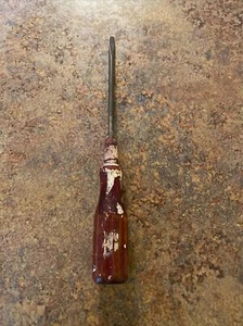 Vintage Mini Flathead Screwdriver w/Wooden Handle, Red/Cherry Color, Collectible - Picture 1 of 4