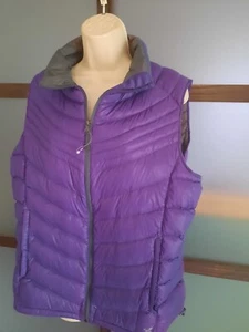 Xersion Puffer Vest Jacket Women's Purple Premium Down Full Zip Nylon Packable - Picture 1 of 5