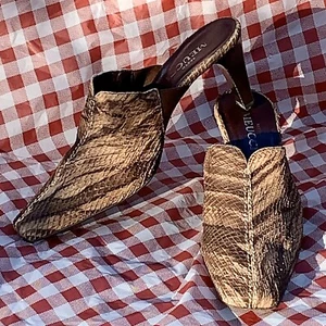 Sesto Meucci Brown Faux Snakeskin Soft Leather Heels 8M - Picture 1 of 8